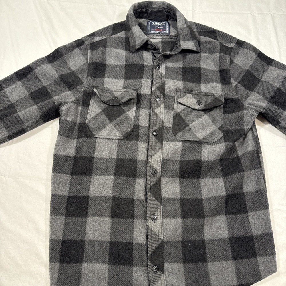 SHIRT FLANNEL Company Eighty One Men's MEDIUM GRAY/ Black CHECK FLAP POCKETS
